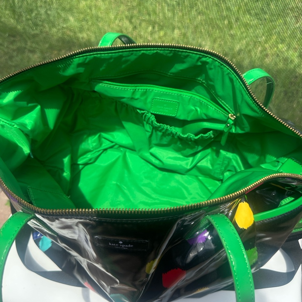 Kate Spade Large Diaper Bag Tote – Multicolor Polka Dot Patent Leather - Picture 9 of 13
